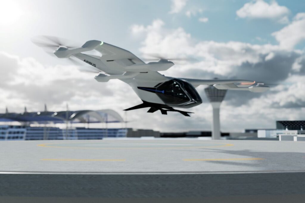 CityAirbus NextGen Airbus eVTOL in flight render